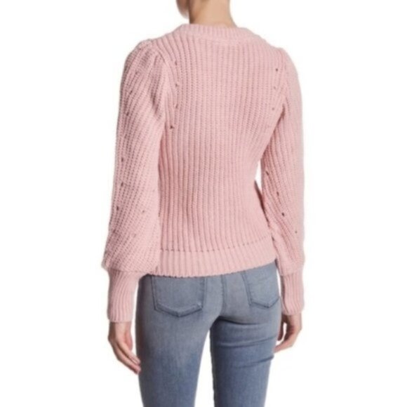 TopShop Womens Pink Cable Chunky Knit Crew Neck Distressed Sweater Sz 6 New - Picture 3 of 9
